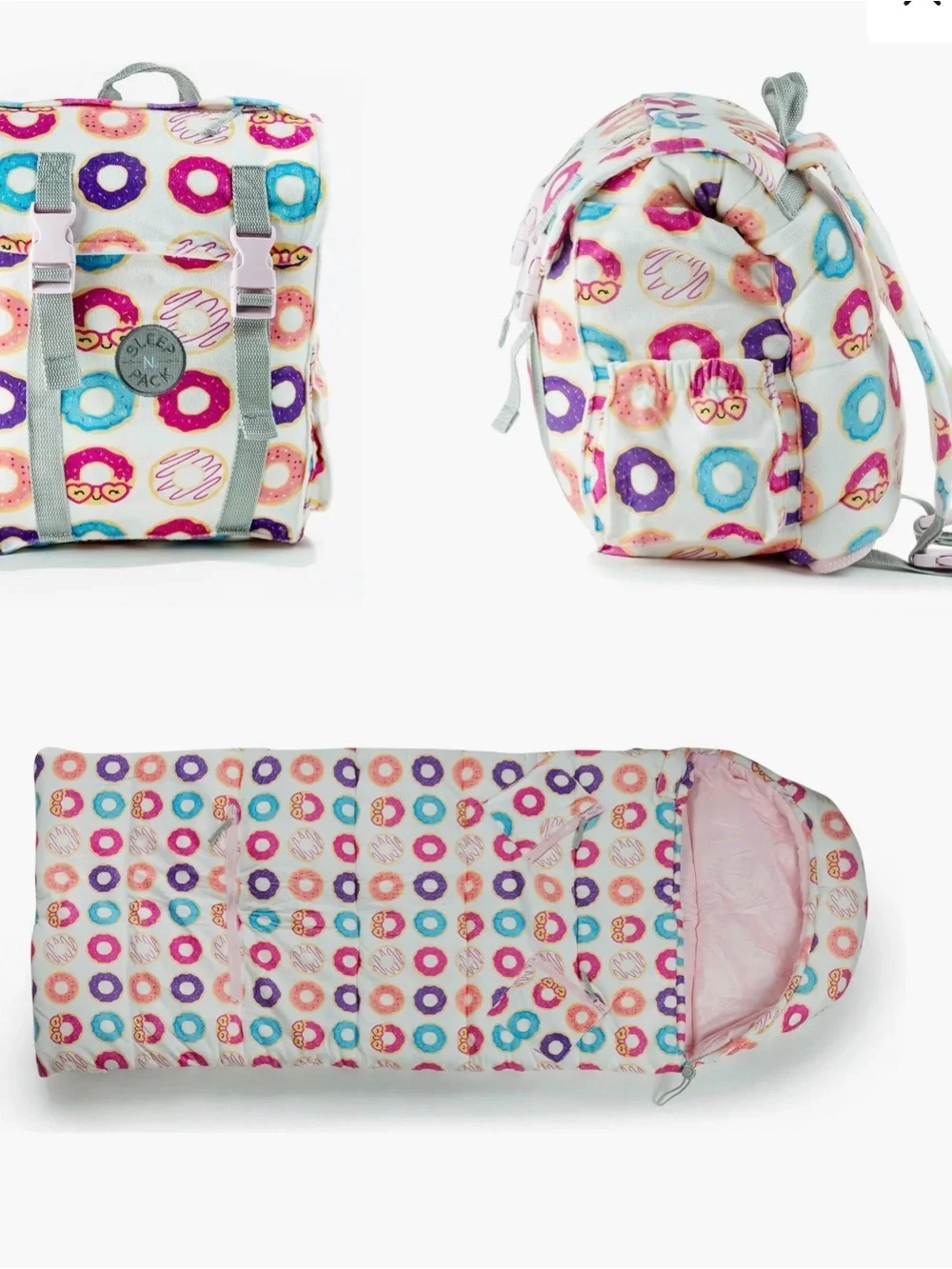 Mimish Donut Print Kids sleeping bag - Pink, Blue & Purple